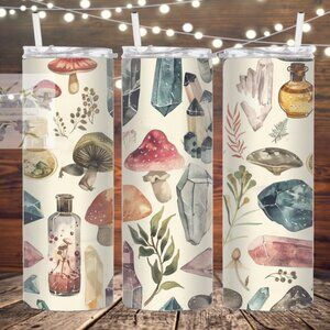 Crystal and Mushroom Stainless Steel Tumbler